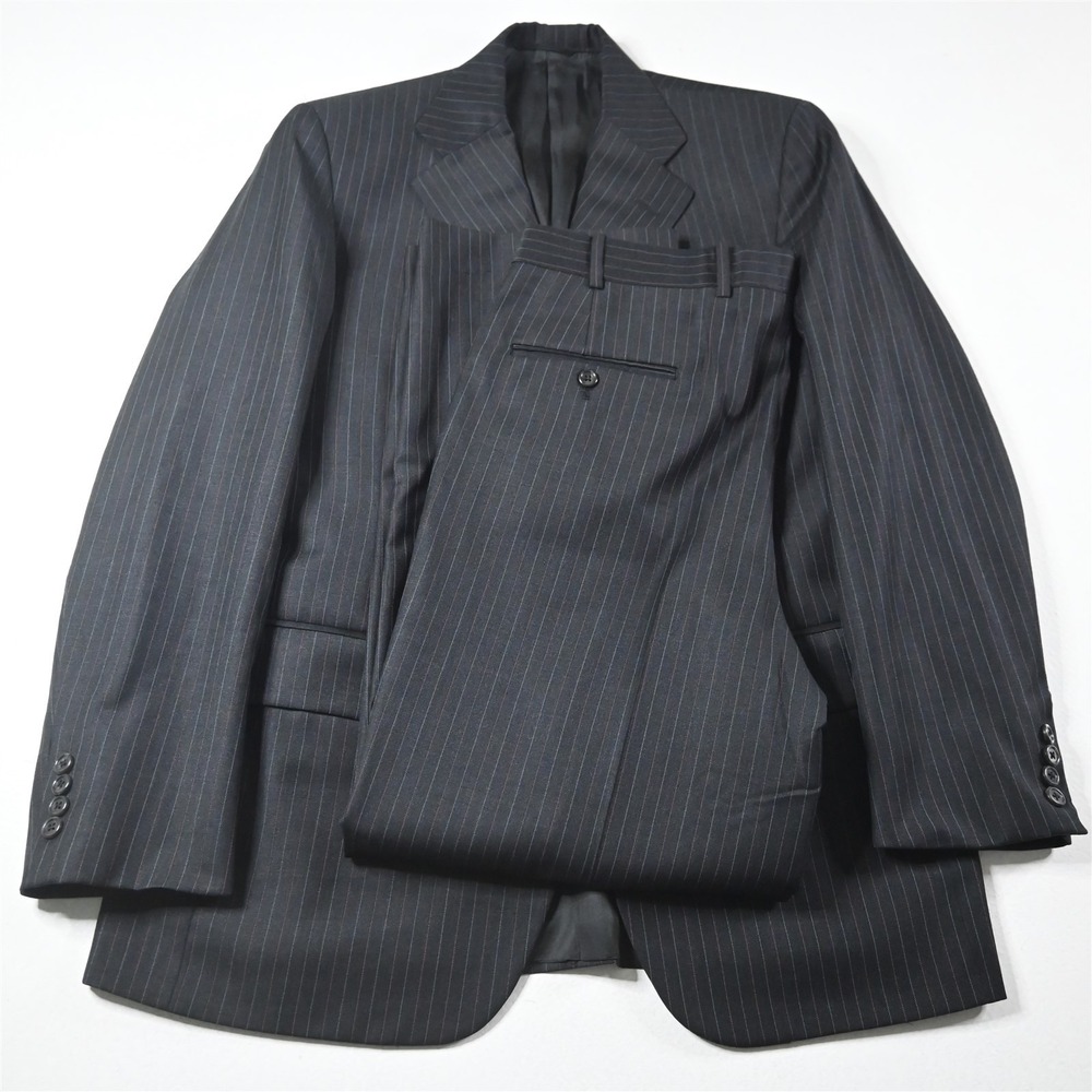 Tom James 40R 34x30 Gray Striped Wool Mens‎ Jacket Pants Suit